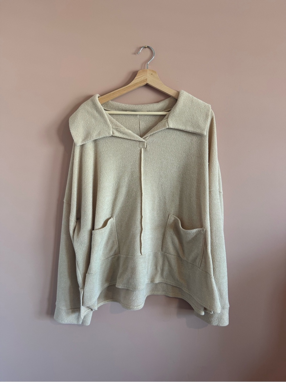 Haptics Cozy Cream Knit Polo Sweater